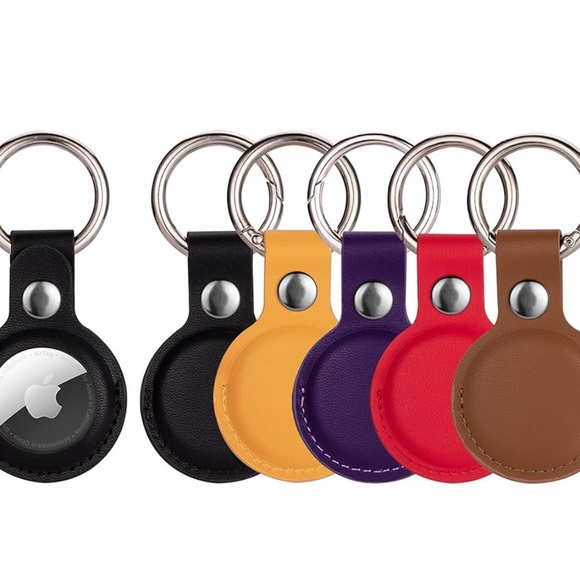 Apple Other - NWT Apple Airtag Asst Leather Holders w/Keychain Ring Yellow, Black, Brown, Red